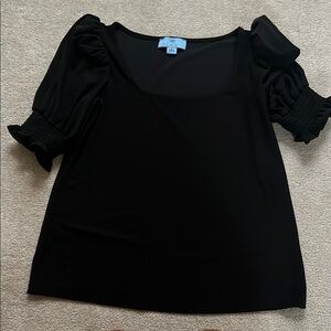 CeCe Black Puff Sleeve Blouse